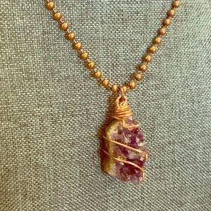 Amethyst Crystal Charm Gemstone Pendant Necklace